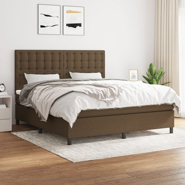 vidaXL Boxspringbett mit Matratze Dunkelbraun 180x200 cm Stoff, 3142116