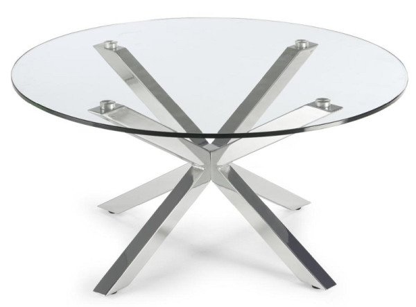 Deskin Glastisch XITTA - Platte aus ESG-Sicherheitsglas, verchromtes Gestell, Platte Glas, klar, 292213