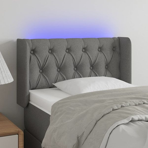 vidaXL LED Kopfteil Dunkelgrau 83x16x78/88 cm Stoff, 3123547