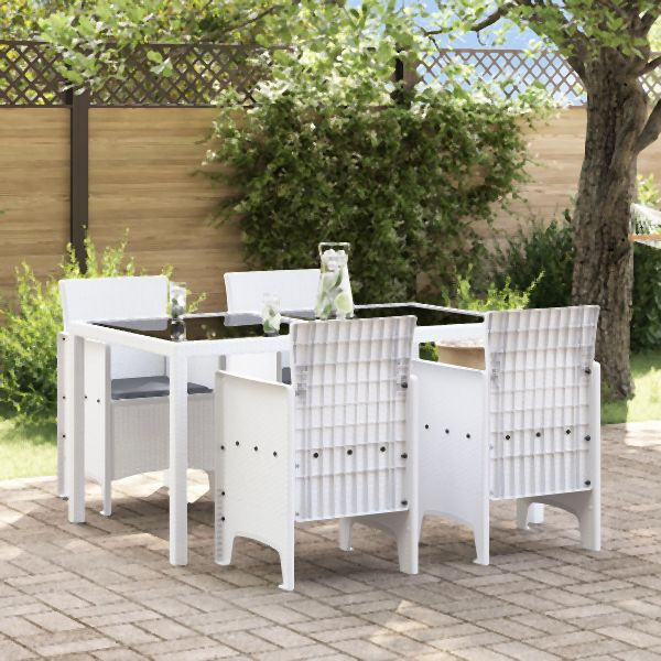 vidaXL Gartenstuhl Set aus 4 Weiß, Anthrazit Kunststoff, Polyester, 847481