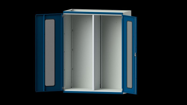ANKE Werkbänke Schwerlastschrank, Modell 400, 1485 x 690 x 1950 mm, Sichtausschnitt aus Plexiglas, RAL 7035/5010, 621.037