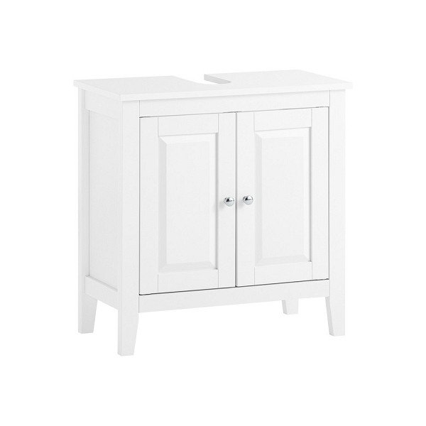 SoBuy Waschbeckenunterschrank mit zwei Türen Weiß 60x30x62 cm, Rustikal, FRG202-W