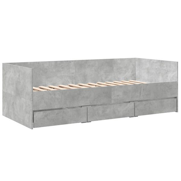 vidaXL Tagesbett mit Schubladen Betongrau 90x200 cm Holzwerkstoff, 3280821