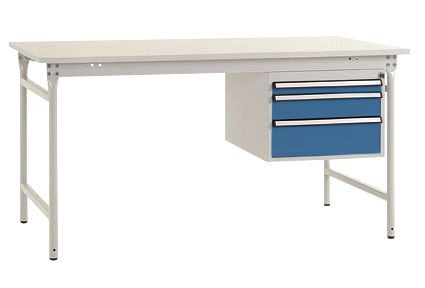 Manuflex Komplett-Beistelltisch BASIS stationär mit Melamin-Platte + Gehäuse-Unterbau, BxTxH: 1500 x 800 x 780 mm, Brillantblau, BB5281.5007