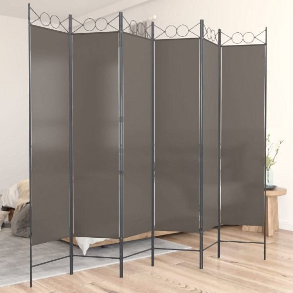 vidaXL 6-teilig Paravent Anthrazit 240x220 cm Stoff, 350176