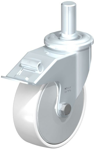 Blickle LEZ-PO 150G-27-FI-FA Stahlblech-Lenkrolle mit Zapfen & Feststeller, Polyamid, Weiß, 749837