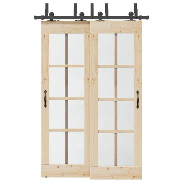 vidaXL Schiebetürbeschlag-Set 152,5 cm Stahl Schwarz, 3295727