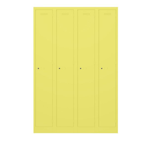 Bisley Garderobenschrank Primary Locker, 4 Abteile, 641 zinkgelb, PL3050Q1641