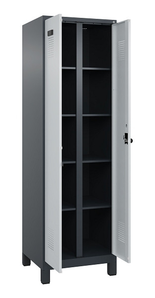 C+P Wäsche-Spind Evolo PLUS, mit Füßen, 2 Abteile, 1950x600x500mm, 7016/7035, Verschluss Drehriegel, 049012-20B S10017