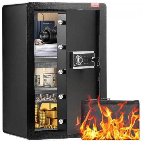 VEVOR Einzeltür-Safe Möbeltresor Schlüsselschloss Passwort 40x35x63cm Schwarz, DMBXXLS3139CDLYSIV9
