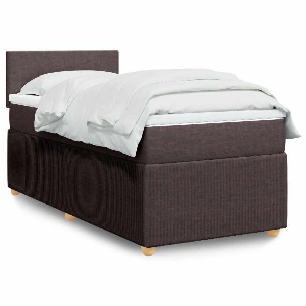 vidaXL Boxspringbett mit Matratze Dunkelbraun 90x190 cm Stoff, 3287307