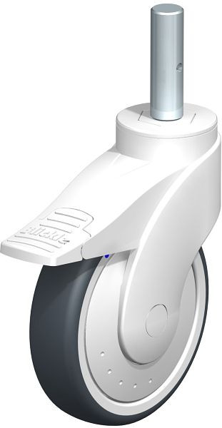 Blickle LWKX-TPA 126XK-FI-FK-ZAX51 Kunststoff-Lenkrolle WAVE, rostfrei, mit Zapfen & Feststeller, Thermoplastisches Gummi-Elastomer, Grau, 742117