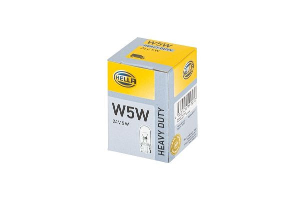 HELLA Halogen-Glühlampe, W5W, Heavy Duty, 24V, 5W, Sockelausführung Glühlampe: W2.1x9.5, Schachtel, 8GP 003 594-251