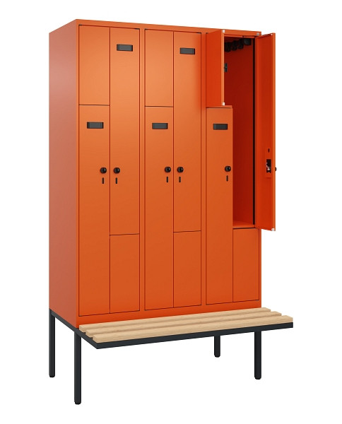 C+P Z-Spind Evolo PLUS, Bank, 6 Fächer, 2120x1200x815mm, 2004/2004, Drehriegel, Sitzfläche Holz, 0490437-326 S10024