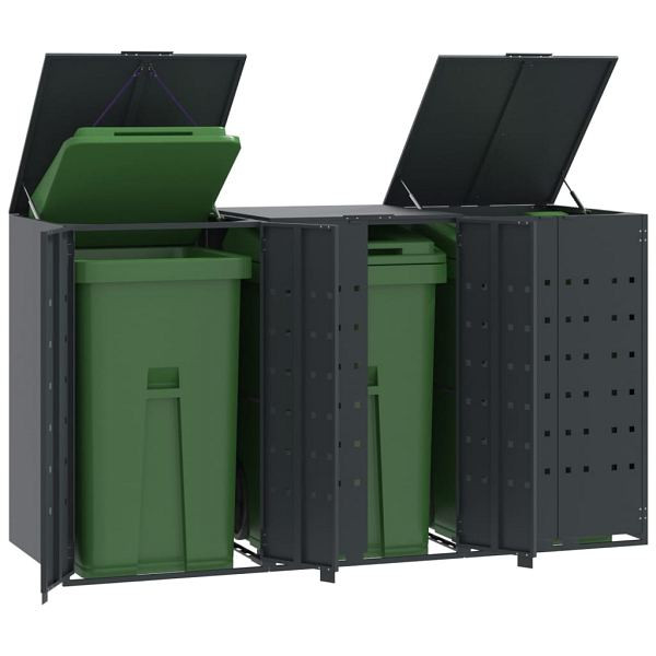 vidaXL Mülltonnenbox für 3 Tonnen Anthrazit 207x79x117 cm Stahl, 3279983