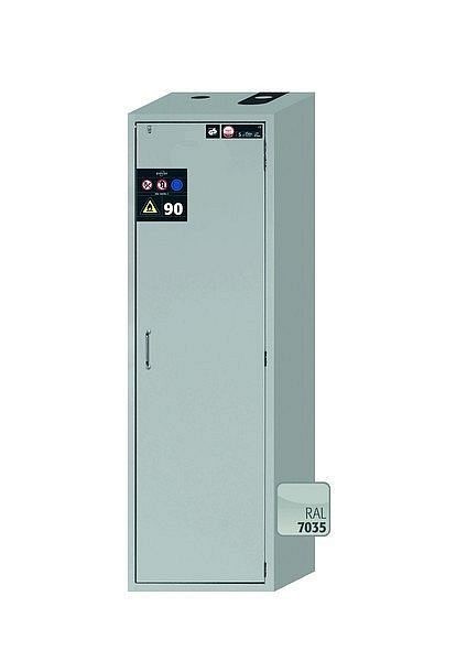 asecos Sicherheitsschrank S-CLASSIC-90, S90.196.060.WDASR in lichtgrau RAL 7035 mit 5x Auszugswanne Standard (Edelstahl), 30230-001-33467