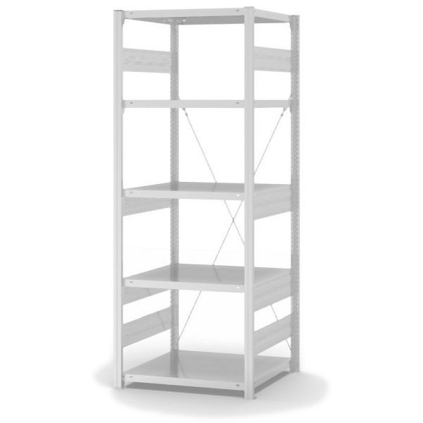 hofe Grundregal, zerlegt, 5 Böden 2000 x 600 x 750 mm, lichtgrau, Fachlast 300kg pro Boden, einseitige Bedienung, HKG20607XS