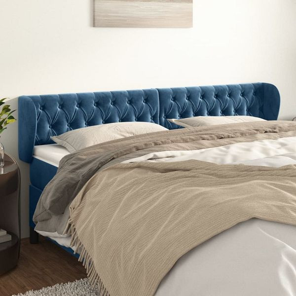 vidaXL Kopfteil mit Ohren Dunkelblau 203x23x78/88 cm Samt, 3117550