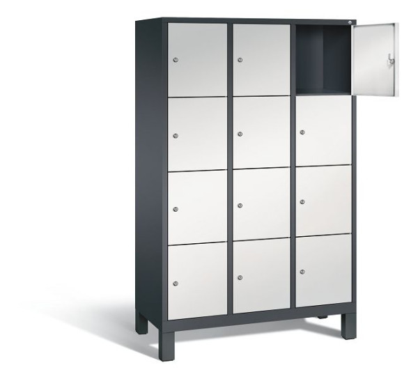 C+P Schließfachschrank Evolo, H1850xB1200xT500mm, Farbe: Schwarzgrau / Lichtgrau, 48010-324 S10207