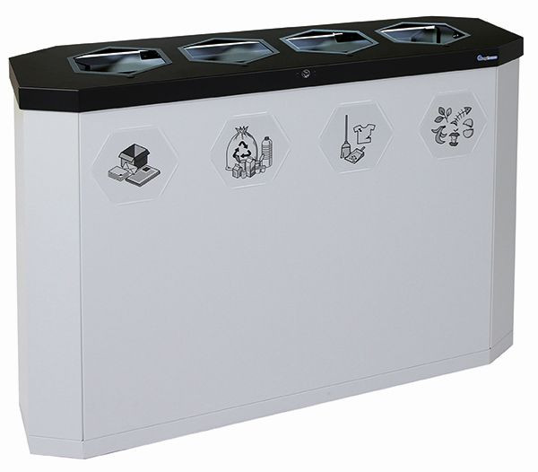stumpf Sixco 4 smart Recycling-Station, lichtgrau RAL 7035, 830x1200x355 mm (HxBxT), 565-180-07