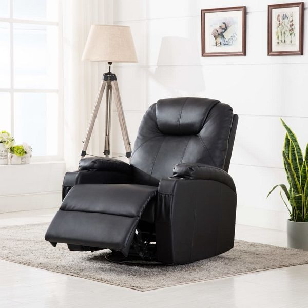 vidaXL Massage-Schaukelsessel Schwarz Kunstleder, 246635