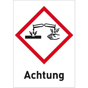 Moedel Korrosiv (GHS 05) Achtung, Folie, 26x37 mm, VE: 12 Stück/Bogen, 56387
