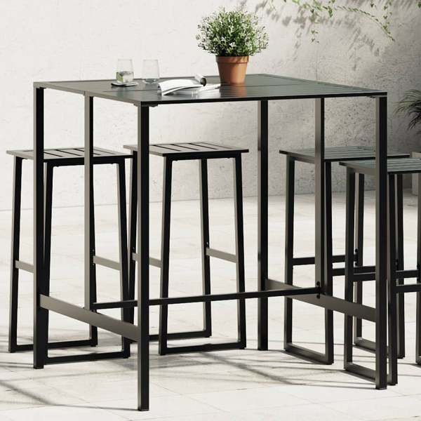 vidaXL Bartisch Schwarz 100x100x110 cm Pulverbeschichteter Stahl, 4009269