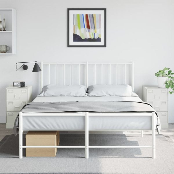 vidaXL Nachttische 2 Stück Weiß 34,5x39x62 cm Stahl, 841786