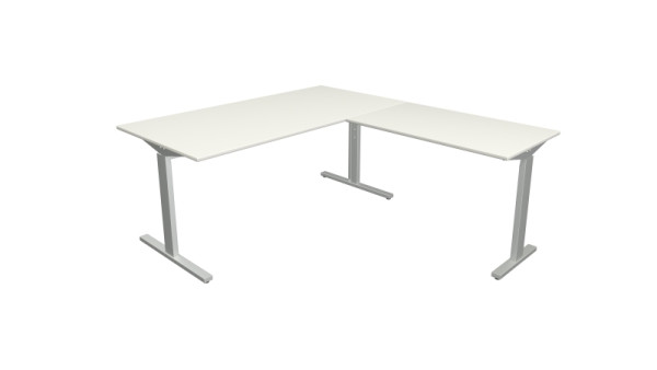 Kerkmann Winkelarbeitsplatz Form 2, Schreibtisch B 1600 x T 800 x H 700-820 mm, Anbautisch 1000 x 600 x 700-820 mm, weiß, 11023010