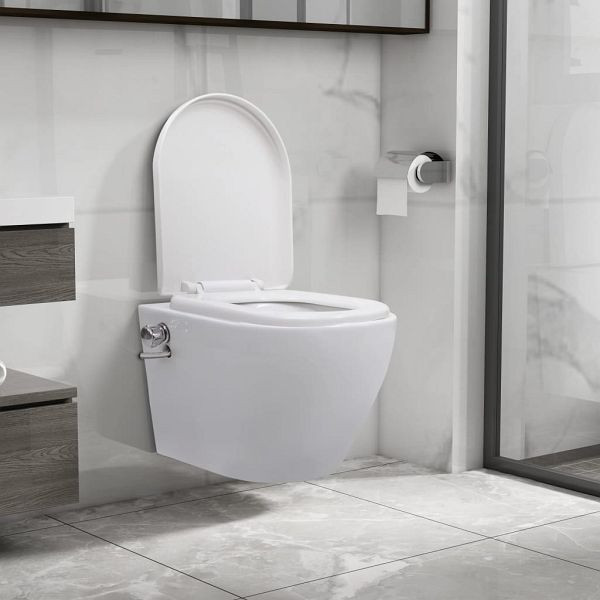 vidaXL Wand-WC ohne Spülrand mit Bidet-Funktion Keramik Weiß, 145781