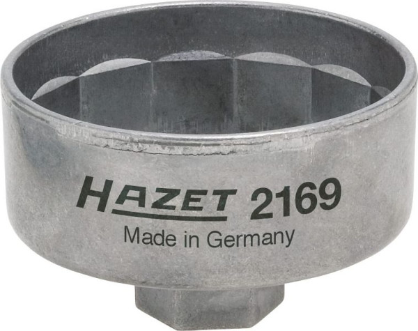 Hazet Ölfilter-Schlüssel, Vierkant hohl 10 mm (3/8 Zoll), Außen-14-kant Profil, 82 mm, für MANN- und KNECHT-Filter, 2169