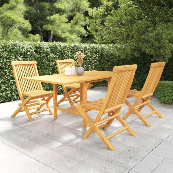 vidaXL 5-teilig Garten-Essgruppe Massivholz Teak, 3059593