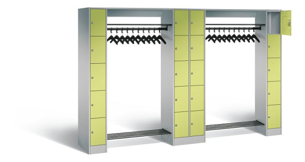C+P Offene Garderobe Serie 8070, H1950xB2840xT480mm, Farbe: Weißaluminium / Viridingrün, 80730-20 S10186