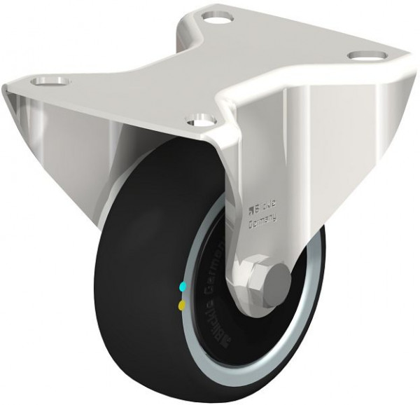 Blickle BX-PATH 80KD-ELS-FK Edelstahl-Bockrolle mit Anschraubplatte, Thermoplastisches Polyurethan, Grau, 853690