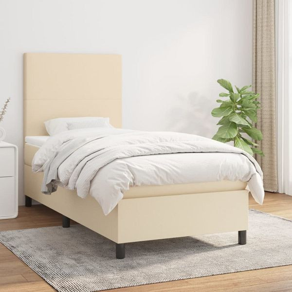 vidaXL Boxspringbett mit Matratze Creme 80x200 cm Stoff, 3141574
