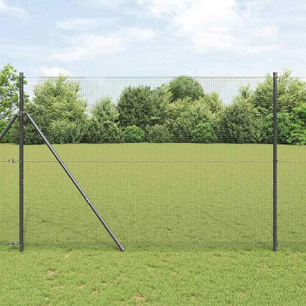 vidaXL Geschweißter Drahtzaun Grau 1,5 x 25 m Stahl, 42005226