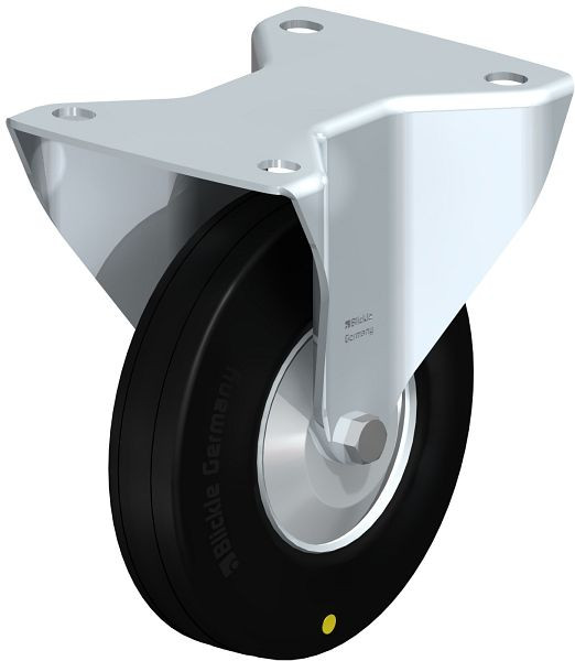 Blickle B-V 140R-EL-FA Stahlblech-Bockrolle, mittelschwere Ausführung, mit Anschraubplatte, Vollgummi, Schwarz, 434290