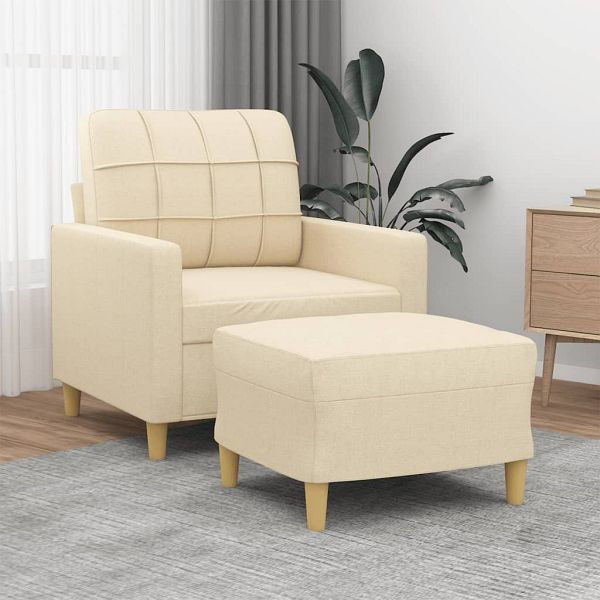 vidaXL Sessel mit Hocker Creme 60 cm Stoff, 3200995, 8721012059627
