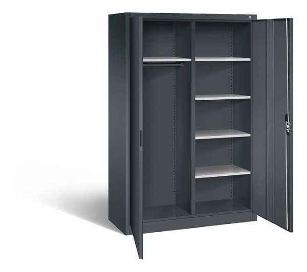 C+P Akten-/Garderobenschrank Acurado, H1950xB1200xT500mm, Farbe: Schwarzgrau, Muldengriff, 9480-30 S10024