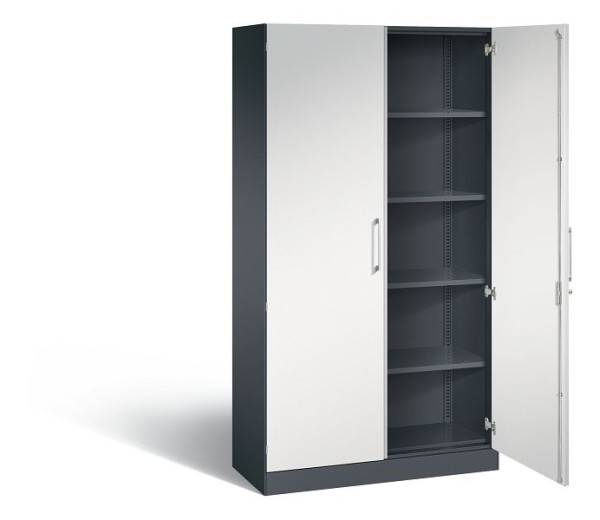 C+P Flügeltürenschrank Asisto, H1980xB1000xT435mm, Farbe: Schwarzgrau / Lichtgrau, Bügelgriff, 5 OH, 141002-000 S10196