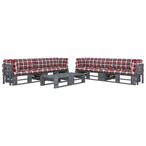 vidaXL 6-tlg. Paletten-Lounge-Set Grau Imprägniertes Kiefernholz, 3066997