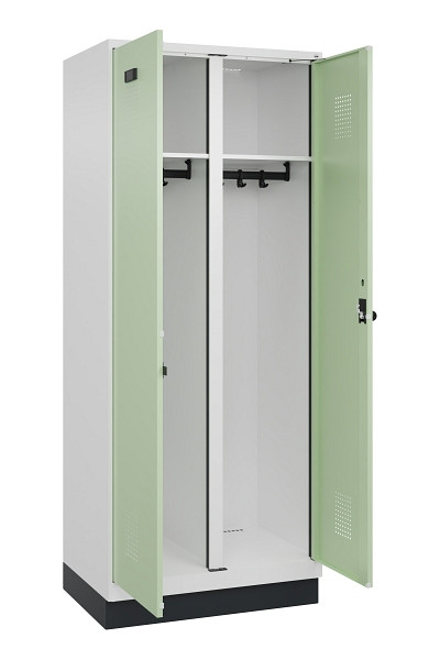 C+P Schwarz-Weiß-Spind Evolo PLUS, mit Sockel, 2 Abteile, 1950x800x500mm, 9016/6, Drehriegel, 049022-22 S10019