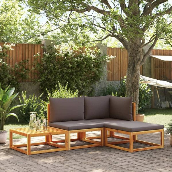 vidaXL 4-teilig Garten-Sofagarnitur mit Kissen Massivholz Akazie, 3278824