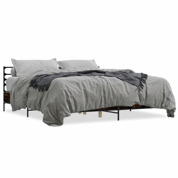 vidaXL Bettgestell Räuchereiche 180x200 cm Holzwerkstoff und Metall, 3280059