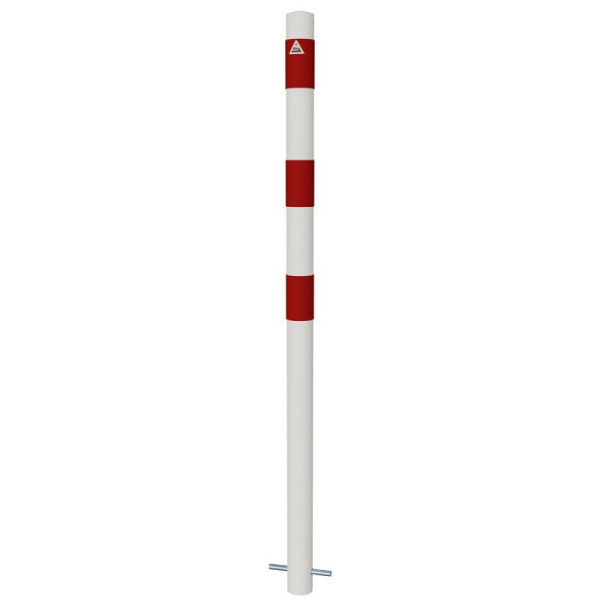 STEIN HGS Absperrpfosten Ø 60 mm, weiß, Gesamtlänge 1300 mm, weiß, rot, ortsfest, zum Einbetonieren mit Erdanker, ohne Schließung, 80475.0004