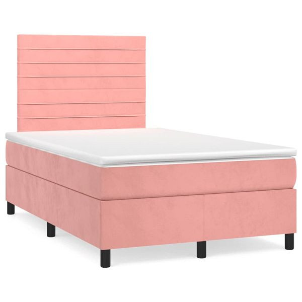 vidaXL Boxspringbett mit Matratze Rosa 120x190 cm Samt, 3270006