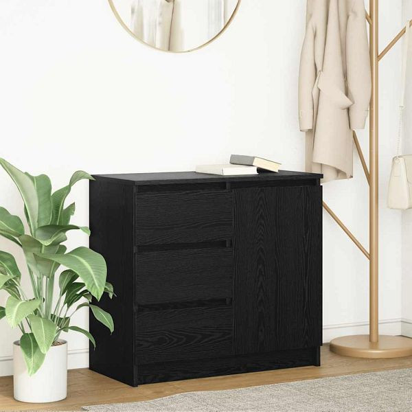 vidaXL Sideboard mit Schublade Schwarz Eichen-Optik 71x35x65 cm, 861572