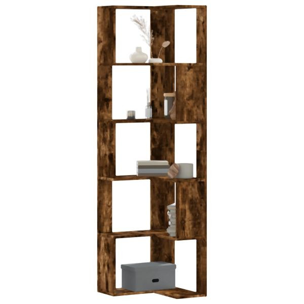 vidaXL Eck-Bücherregal 5 Böden Räuchereiche 50x50x179 cm Holzwerkstoff, 852586
