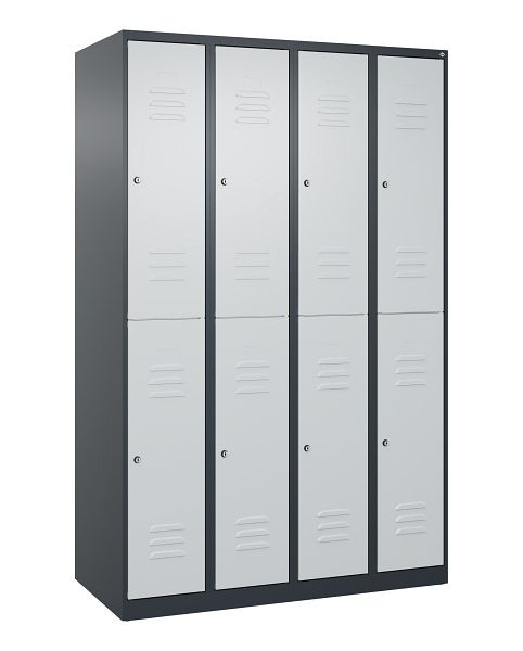 C+P Doppelstöckiger Spind Classic PLUS, 4 Abteile, 1850x1200x500mm, 7016/7035, Zylinderschlösser, 080300-40 S10022