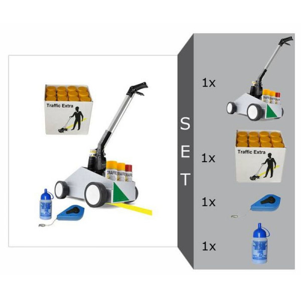 Stein HGS Markierwagen -Perfect Striper- Komplett-Set, Markierwagen -Perfekt Striper-, inkl. 1 Karton (12 Dosen), Markierfarbe -Traffic Extra-, weiß, 10156-01